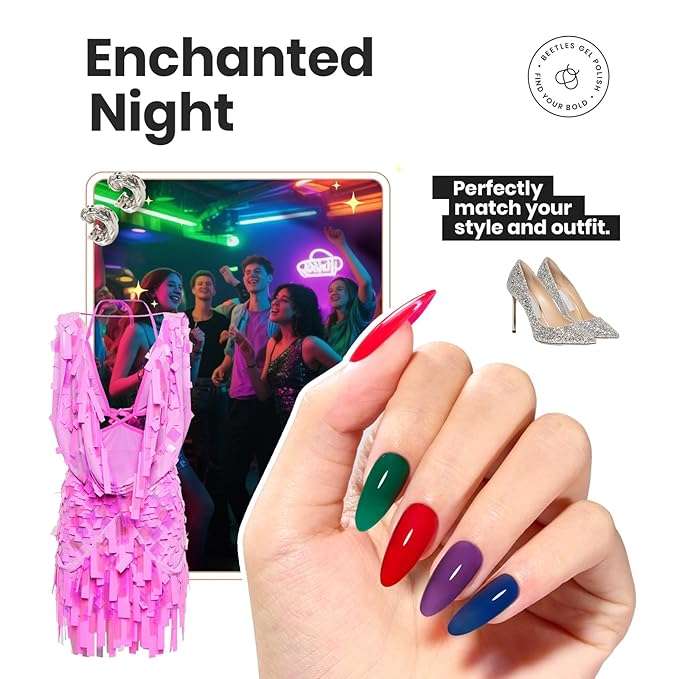 Beetles Christmas Nail Polish Set, 6 Colors Quick Dry Jelly Nail Polish Kit, Winter & Fall Sheer Jelly Syrup Nails Enchanted Night Gifts for Women Salon DIY Manicure Kit