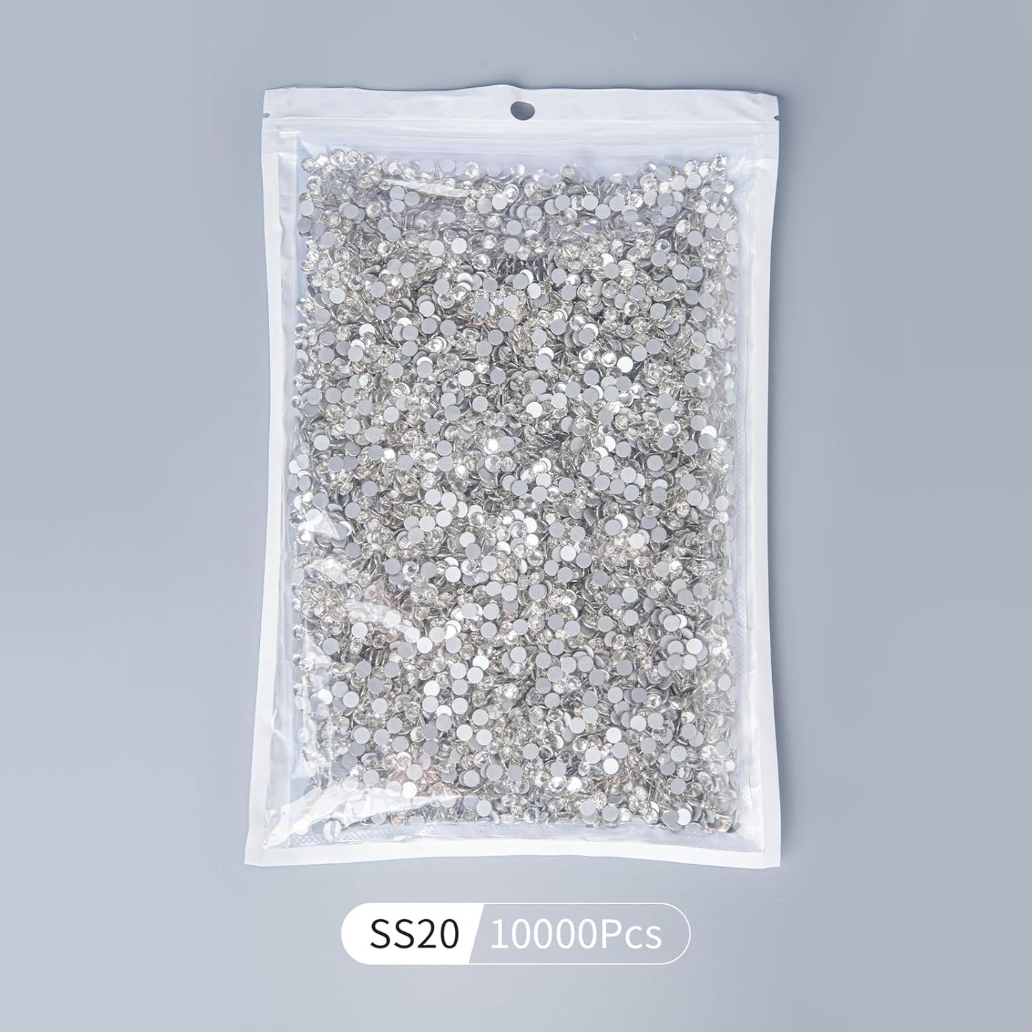 10000PCS Clear Rhinestones Bulk, Flat Back Crystal Glass Stone Round Gems,SS20, 4.6-4.8mm
