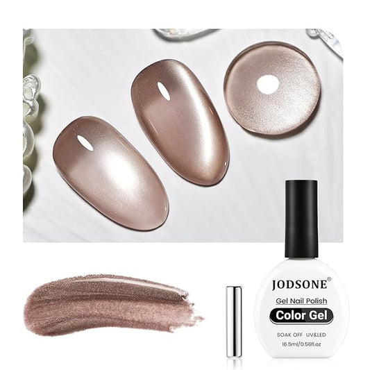 JODSONE Cat Eye Gel Nail Polish 16.5ml Brown Single Colors for Holographic Glitter Cat Eye with Magnet Reflective Translucent Need U V Lamp