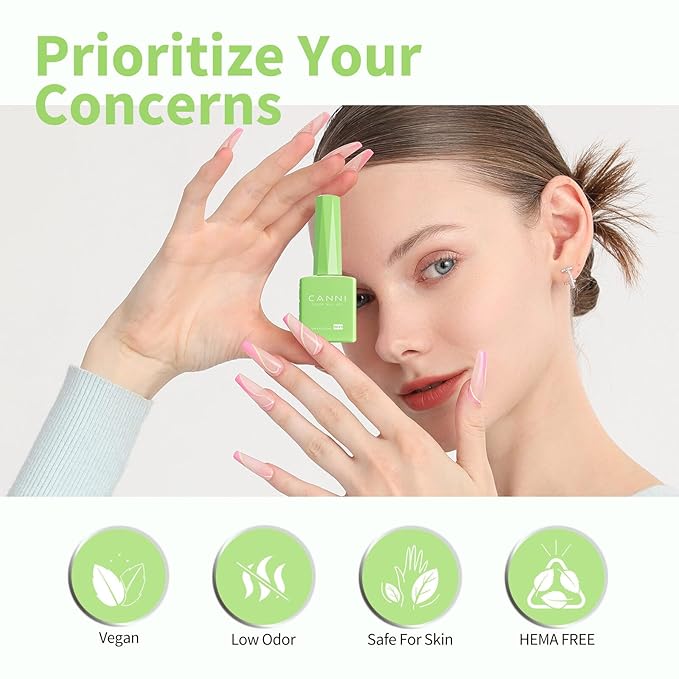 CANNI Pastel Green Gel Nail Polish, 1Pcs Sage Light Green Gel Polish Lime Mint Color High Gloss Soak Off U V Nail Manicure Salon DIY
