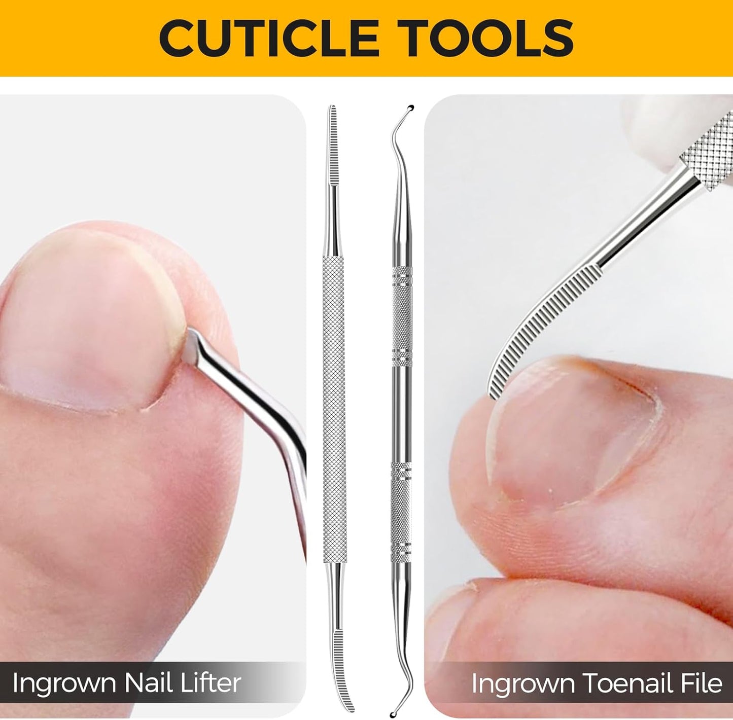 Ingrown Toenail Clippers for Seniors Thick Toenails, Straight Nail Clipper for Men, Heavy Duty Toe Nail Clippers for Thick Nails with Wide Jaw Opening, Professional Ingrown Toenail Removal Kit
