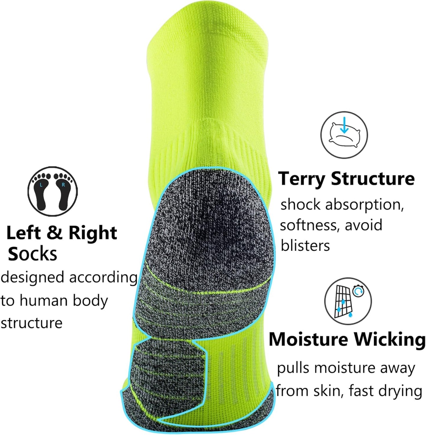 CWVLC Compression Athletic Quarter Socks Cushioned for Men Women