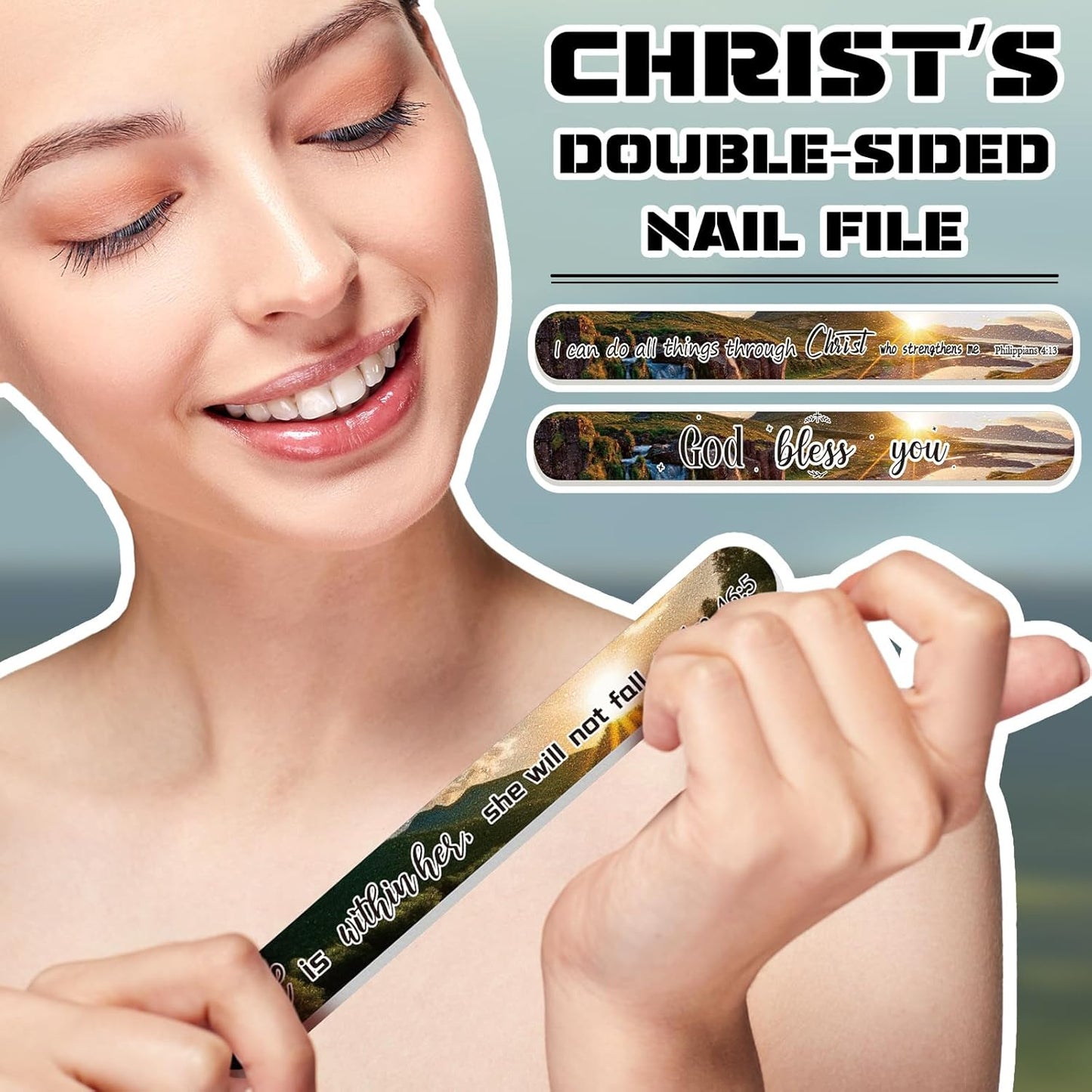 50 Pack Christian Gifts for Women Bulk Church Bible Verse Nail Files Scripture Emery Boards Christian Religious Gift Nail Files for Employee Appreciation Teacher Staff Coworkers Women