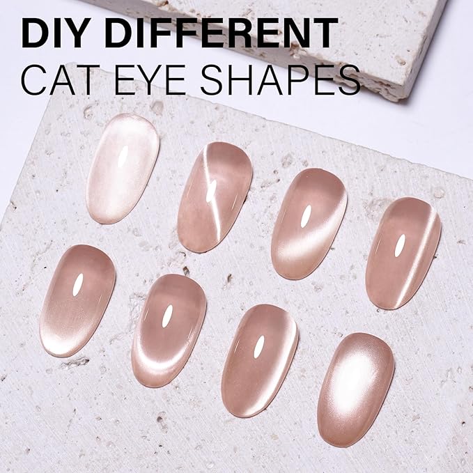 AILLSA Glass Cat Eye Gel Nail Polish, 15ml Nude Glitter Jelly Sheer Gel Polish, Translucent Magnetic Shimmer Sparkle Nail Art U V Salon 0.5 OZ GF38