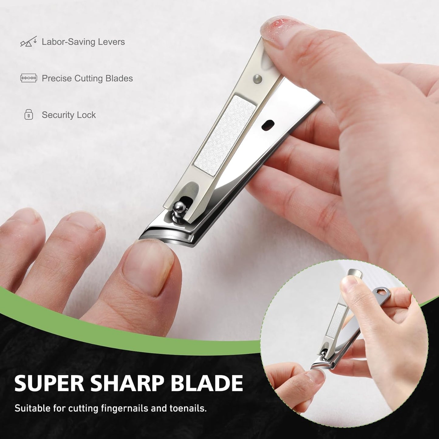 BALUCA Slanted Blade Ingrown Toenail Clippers for Thick Toenails, Angled Toe Nail Fingernail Cutter Trimmer for Seniors and Men - Champagne