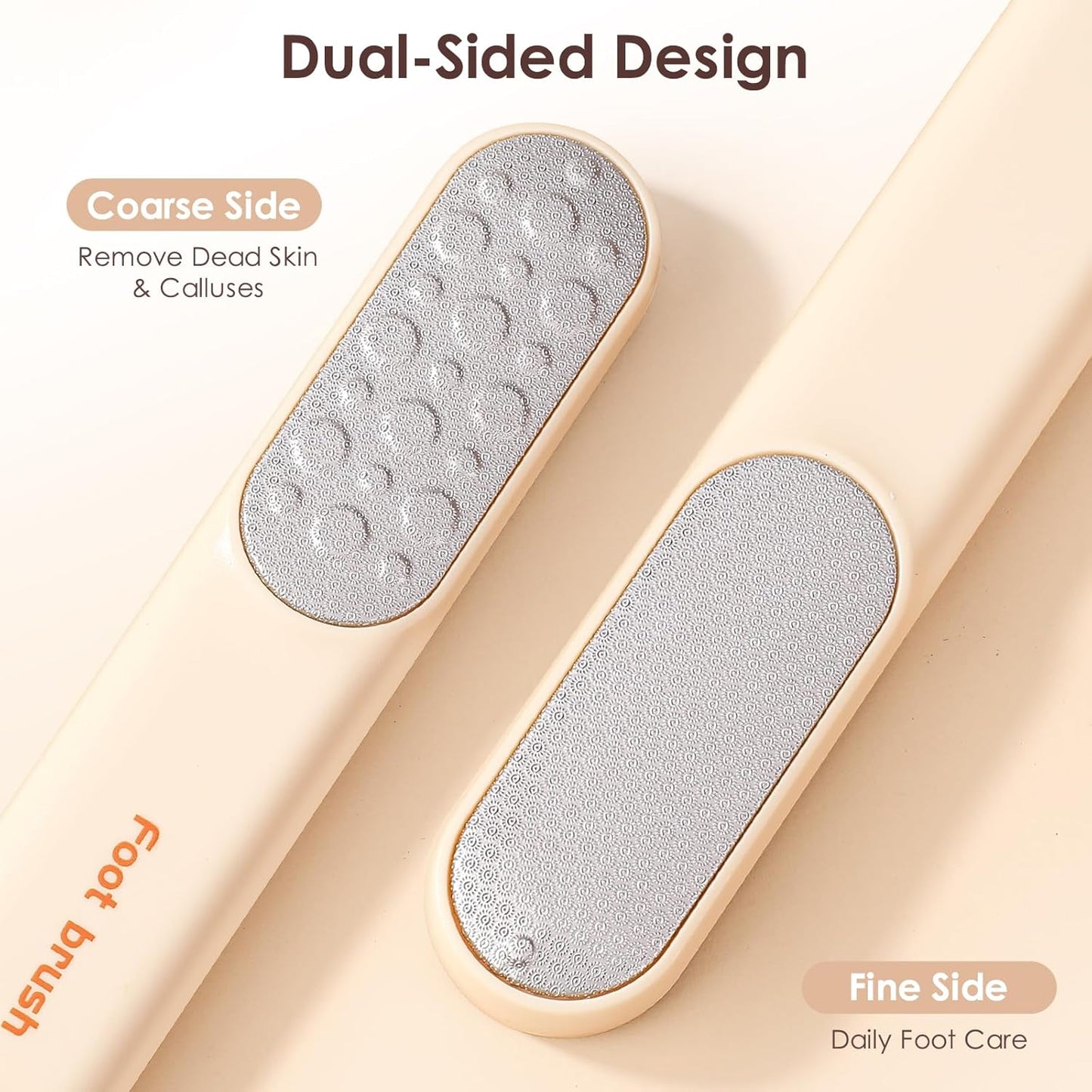 Foot Callus Remover, Foot File Callus Remover for Feet, Double Sided Foot Scrubber with Soft Silicone Brush, Pedicure Tools for Feet Care Dead Skin Calluses (Yellow)