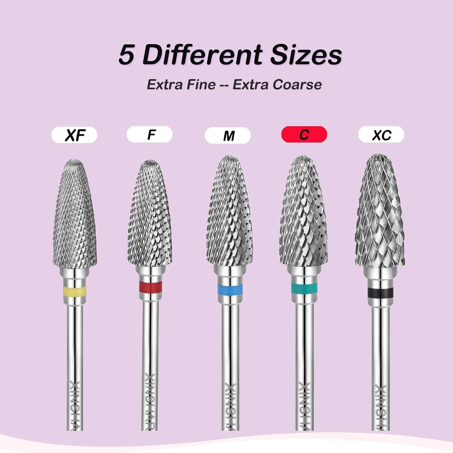 Nail Drill Bits 3/32" Carbide Professional Safety Tungsten Nail File Cone Drill Bit for Acrylic Nail Gel Cuticle cleaner Manicure Pedicure Nail Polishing, Beginner Salon, Coarse