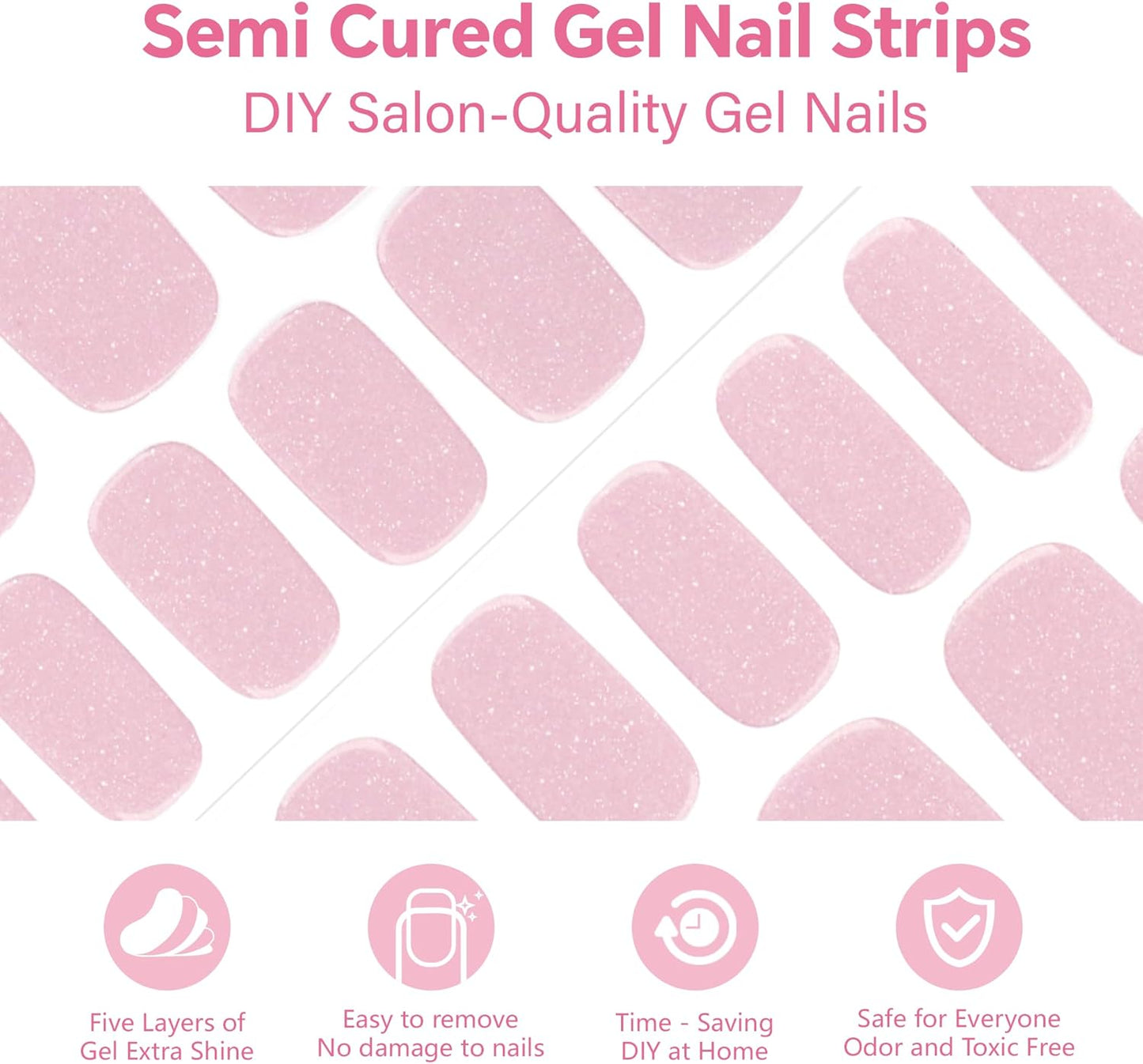 Semi Cured Gel Nail Art Wraps-Multi-Size Semi Gel Press On Nails Stickers for Large/Medium/Small Nail Beds,No Damage Removal Works with Any UV/LED Lamps(Glazed Donut)