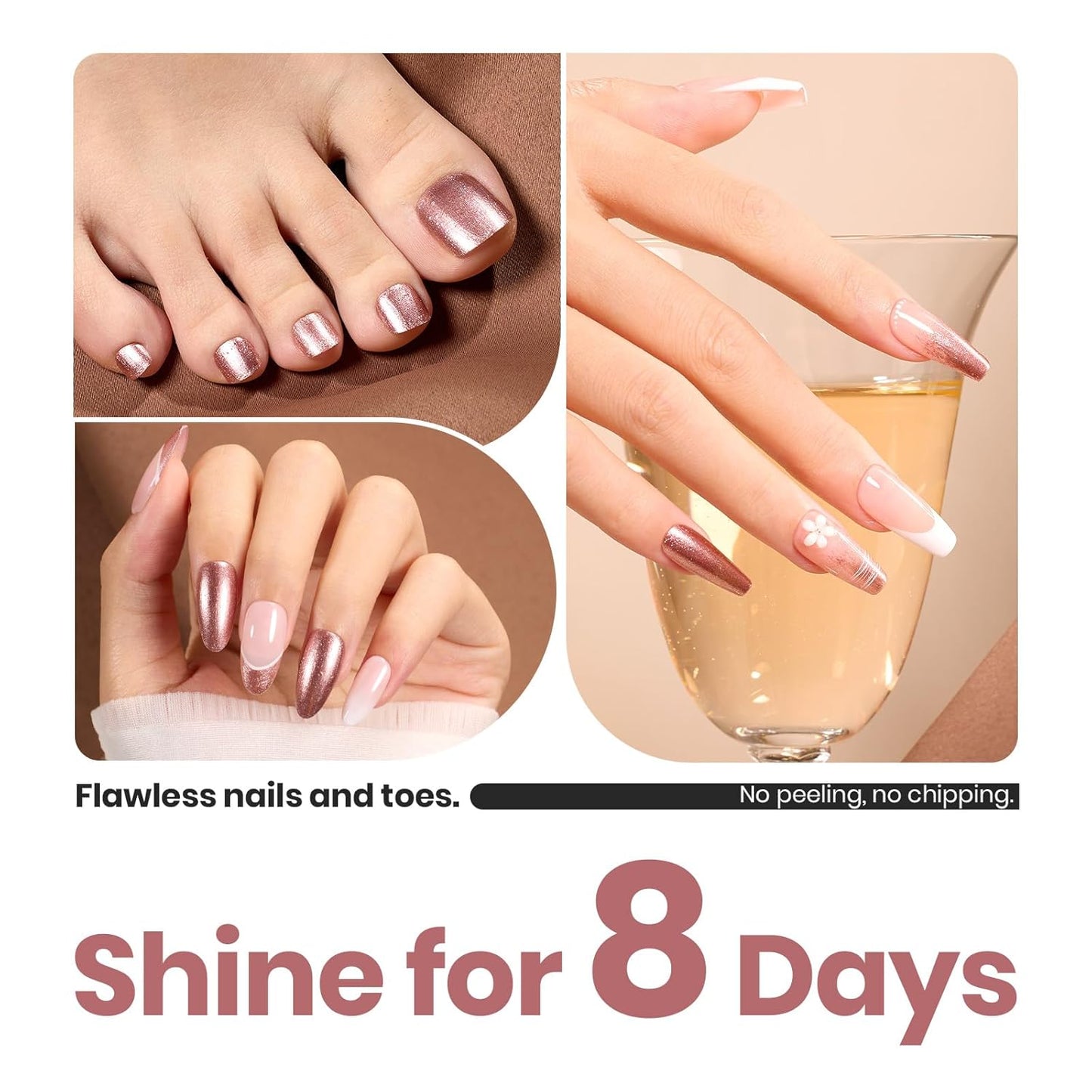 Beetles Nail Polish Glitter Champagne Gold 1Pcs 15ml Fast Drying & Long Lasting Nail Polish Shimmer Winter Champagne Color Art Effect for Nail Salon DIY Manicure