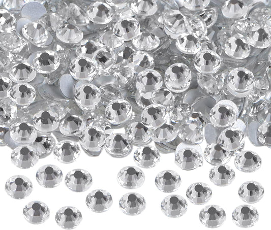 144PCS Art Nail Rhinestones Non Hotfix Glue Fix Round Crystals Glass Flatback for DIY Jewelry Making with one Picking Pen (ss40 144pcs, Clear Crystal)