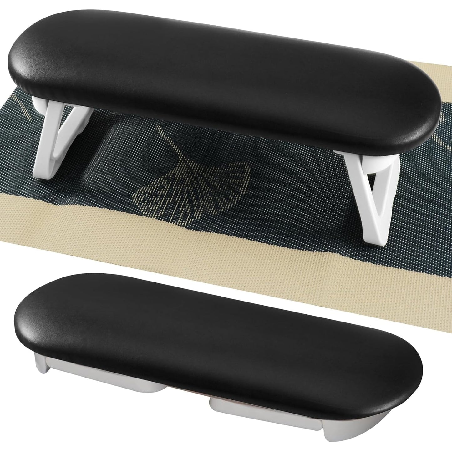 Diesisa Nail Arm Rest, Foldable PU Leather Nail Hand Rest For Nails Tech with Soft Table Mat, Soft Hand Rest for Acrylic Nails/Nail Hand Pillow for Manicure Salon Use-black