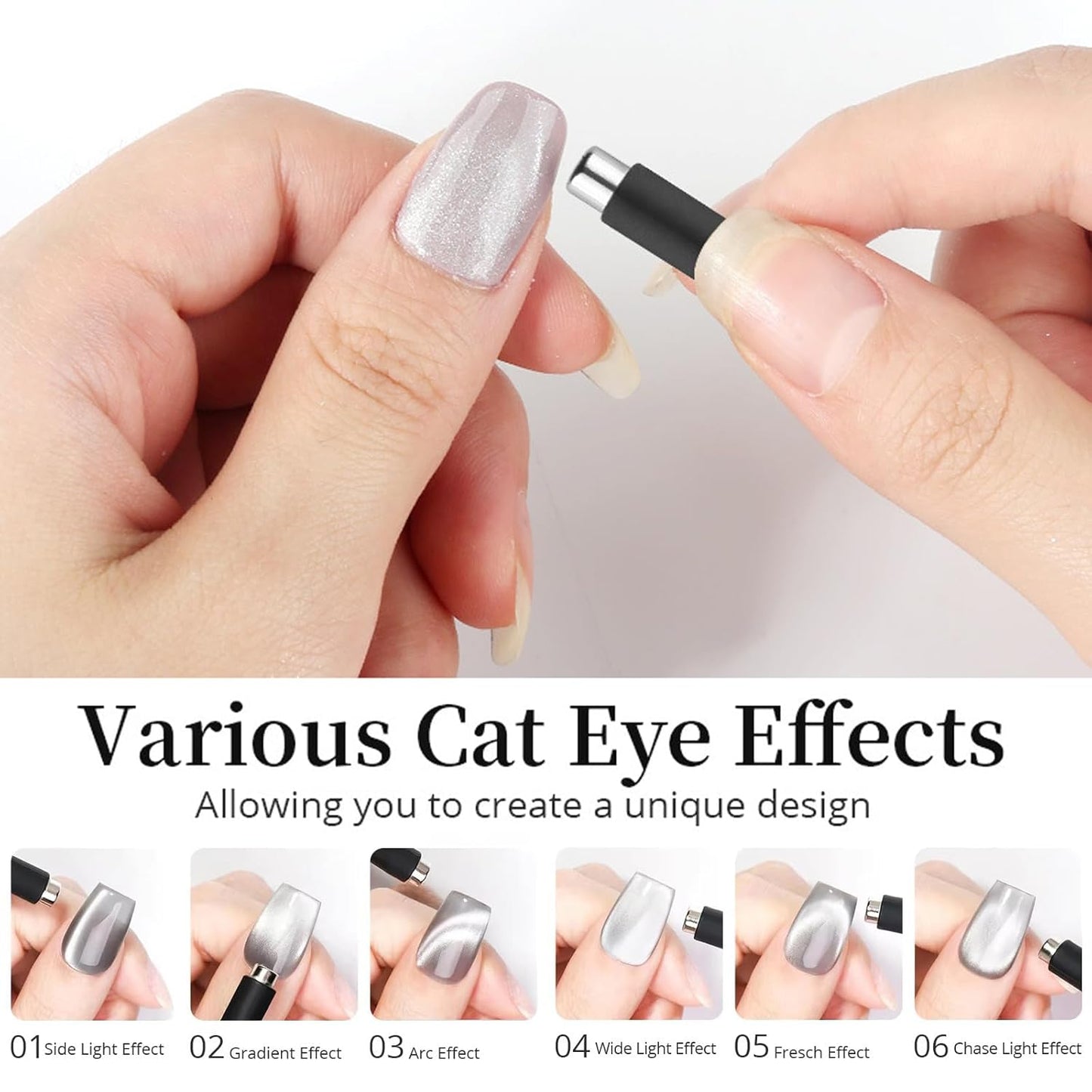 WOKOTO 14 Pcs Cat Eye Magnet For Nails With 3pcs Y-Shape Iron Mold Set, Cat Eye Gel Nail Polish Magnet Tools Powerful Set Wand Magnet, Magnetic Nail Polish Square Round Heart Magnet Stick For Nails