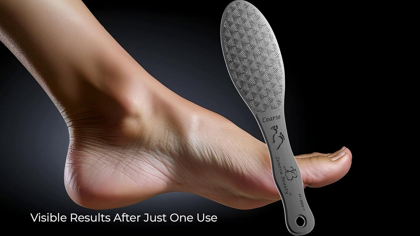 Stainless Steel Foot File with Silicone Grip – Professional Podology Pedicure Tool, ISO Certified, 3000+ Pedicures, Callus Remover, Safe for Diabetics, 2-Year Warranty (Jet Black)