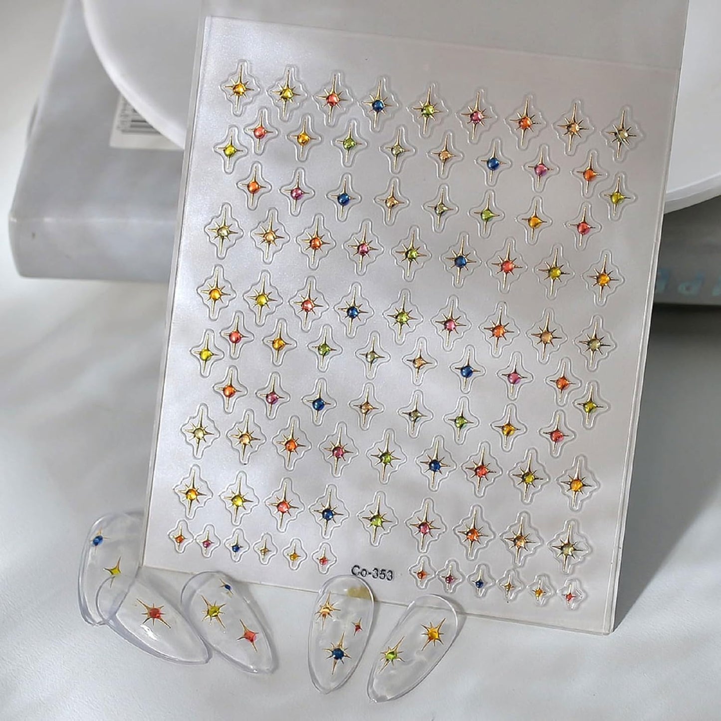 Star Nail Art Stickers Decals 5D Colorful Star Nail Stickers Embossed Nails Design Self-Adhesive for Women DIY Manicure Nails Art Decorations