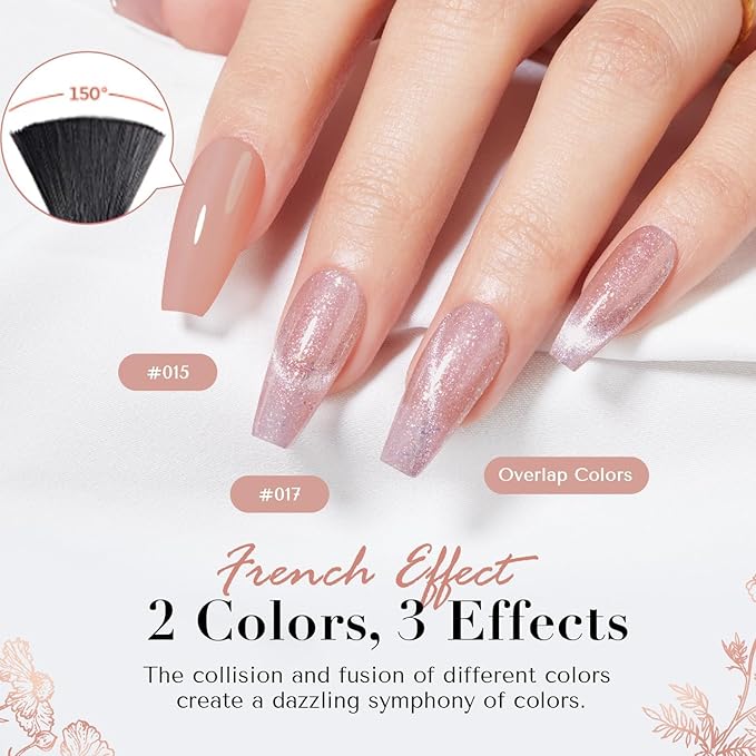 AZUREBEAUTY Cat Eye Nail Polish Set Magnetic Quick Dry Nude 2 Colors Nail Lacquer Natural Kit DIY Salon at Home Women Gifts 2Pcs 0.34 fl oz