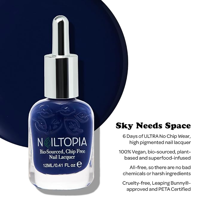 Nailtopia Bio-Sourced, Chip-Free Nail Lacquer - Fast Dry Nail Polish - Superfood-Infused - Natural Nail Polish - Need Space - 0.41 oz
