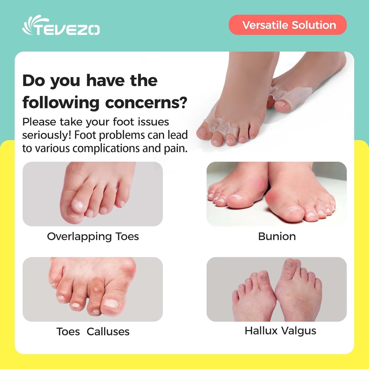 Toe Spacers & Bunion Corrector for Kids | Toe Separators,Corn Callus Removers|Hammer Toe Straightener|Bunion Relief|Overlapping Toes Separators|Corn Pads for Toes|1 Pair (Small-Kids)