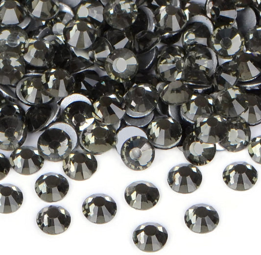 1440PCS Art Nail Rhinestones Non Hotfix Glue Fix Round Crystals Glass Flatback for DIY Jewelry Making with one Picking Pen (ss20 1440pcs, Black Diamond)