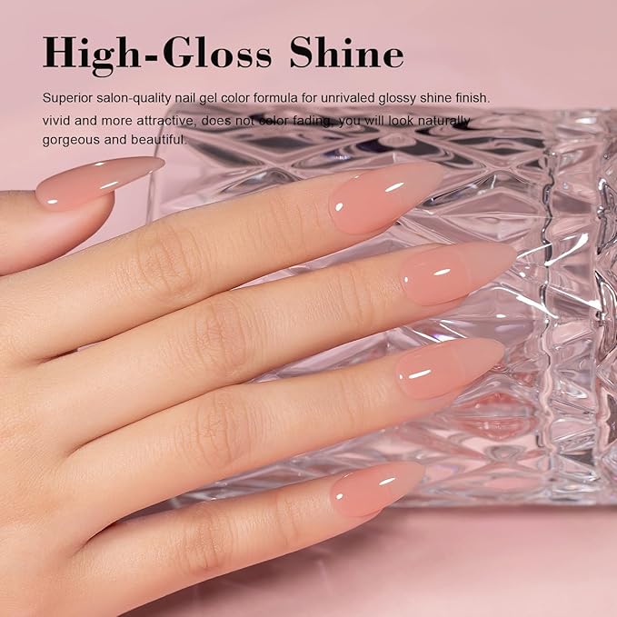 RARJSM Nude Gel Polish Pale Rose Pink Neutral Skin Tone Color Sheer Jelly Gel Nail Polish 1PC 15ml Single Bottle Transparent Pink Nail GelPolish Soak off UV LED Cured for Home Salon DIY Manicure