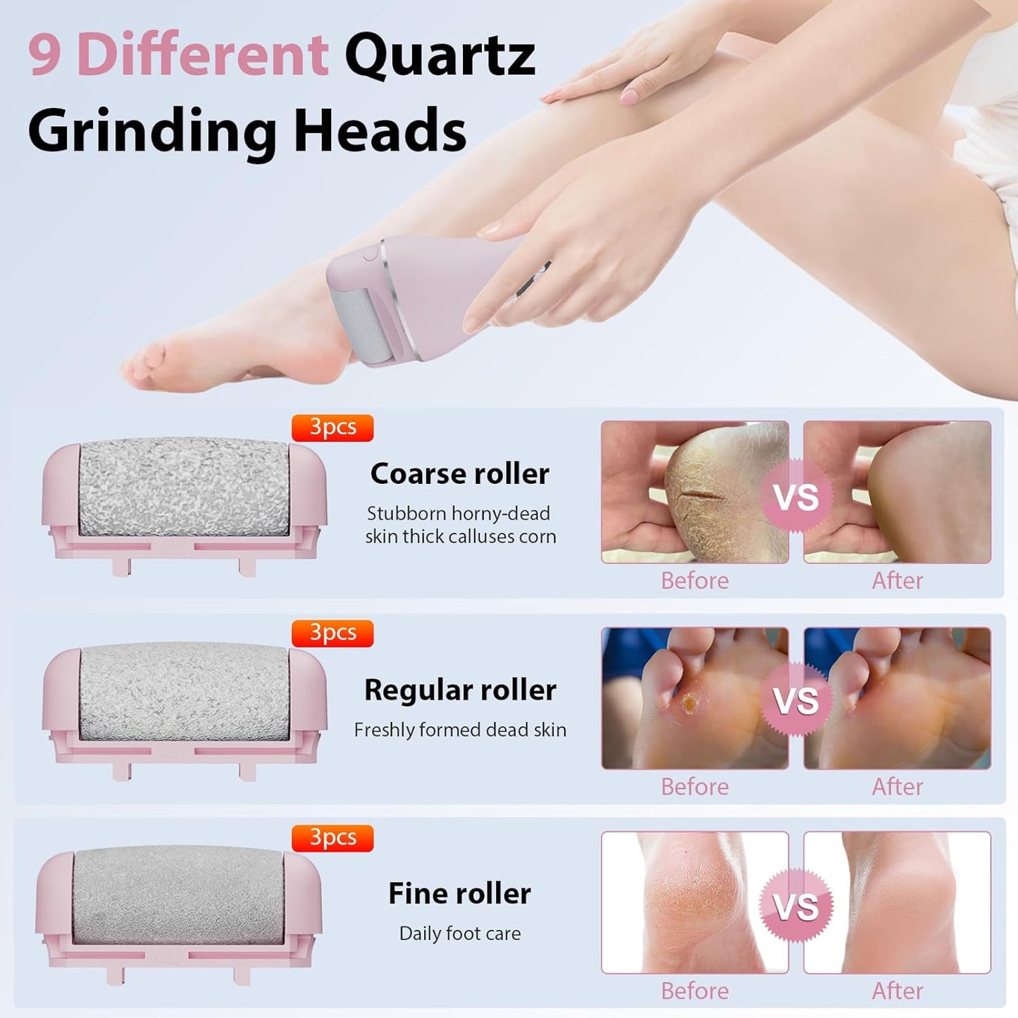 Electric Callus Remover for Feet, Rechargeable Portable Electronic Foot Callus Remover 2-in-1 Wet/Dry Foot Scrubber Electric Toot File for Hard Cracked Dry Dead Skin（Pink）