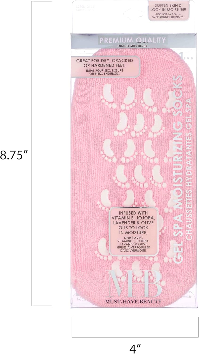 Gel Spa Moisturizing Socks - 1 Pair Spa Socks Infused with Essential Oils to Soften Skin & Lock in Moisture | Non-Slip Grip Gel Socks for Dry, Cracked Feet