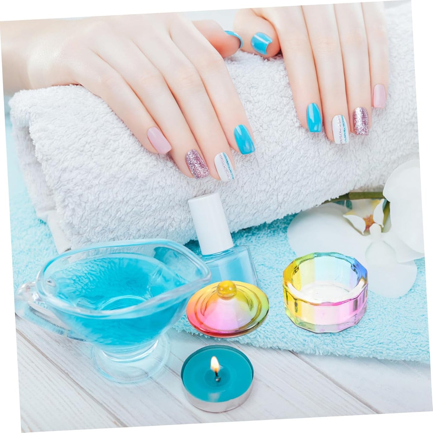 2pcs Manicure Hand Soaking Bowl Plated Crystal Nail Dishes Professional Nail Art Cups Glass Monomer Dish