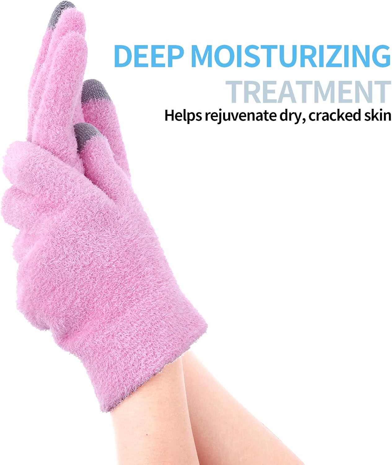 Moisturizing Gloves for Dry Hands Cotton Gloves for Eczema with Good Lining Touchscreen Fingertips Overnight Spa Gloves for Women & Men Reusable for Sleeping (Pink)
