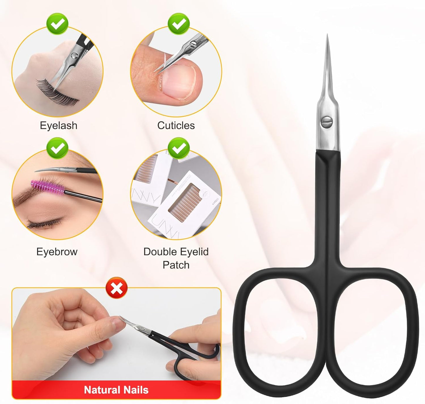 CGBE Cuticle Scissors Extra Fine Curved Blade, Super Slim Manicure Scissors for Cuticles Professional Small Scissors with Precise Pointed Tip Grooming Blades, Eyebrow, Eyelash, and Dry Skin - Black