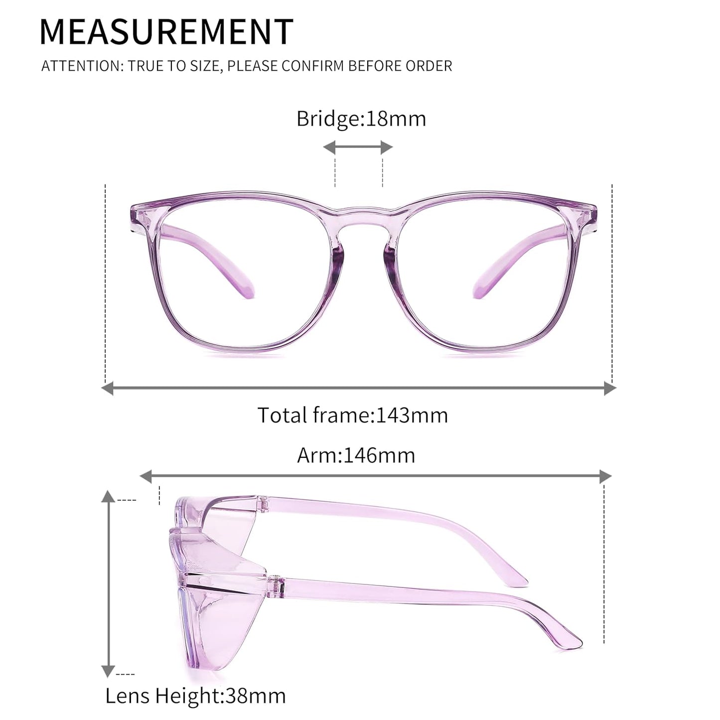Alsenor Safety Glasses Anti Fog Goggles Protective Eyewear Blue Light Blocking Anti Dust UV Protection Glasses For Men Women (2 Pack (Lilac + Jade))