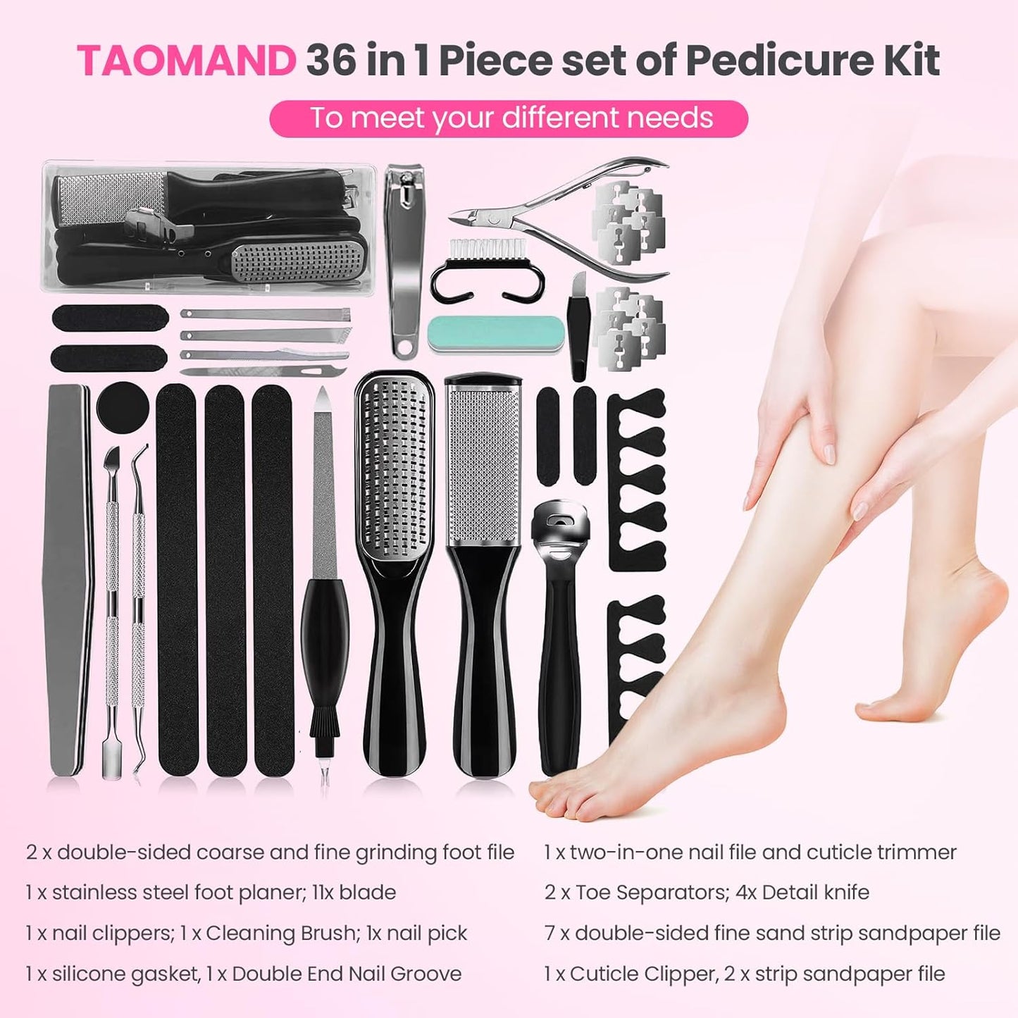 Electric Foot Callus Remover with 36 in 1 Pedicure Kit | Adjustable Speed | Mini Portable | 60 Pcs Sandpaper Discs | Professional Electric Callus Remover for Feet for Dead Skin and Calluses