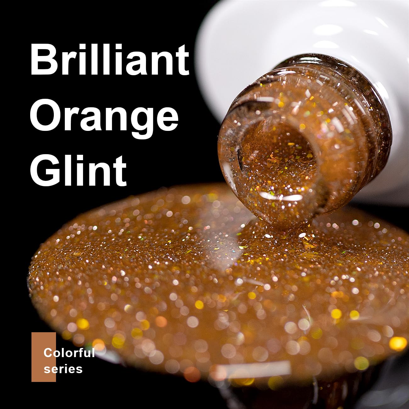 RARJSM Reflective Glitter Gel Polish Orange Sparkling Glitter Iridescent Shimmer Gel Polish Sparkle Glitters Gel Holographic Gelpolish Soak off Nail Art Manicure for Salon DIY at Home