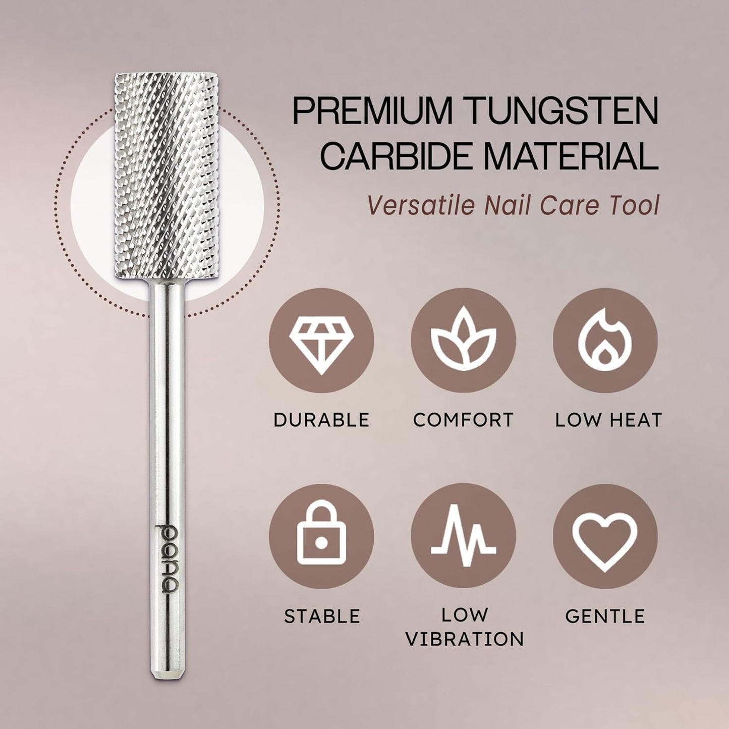 PANA Professional 3/32" Shank Size - Flat Top Large Barrel Silver Carbide Bit - Fine Grit - Nail Drill Bit for Dremel Machine
