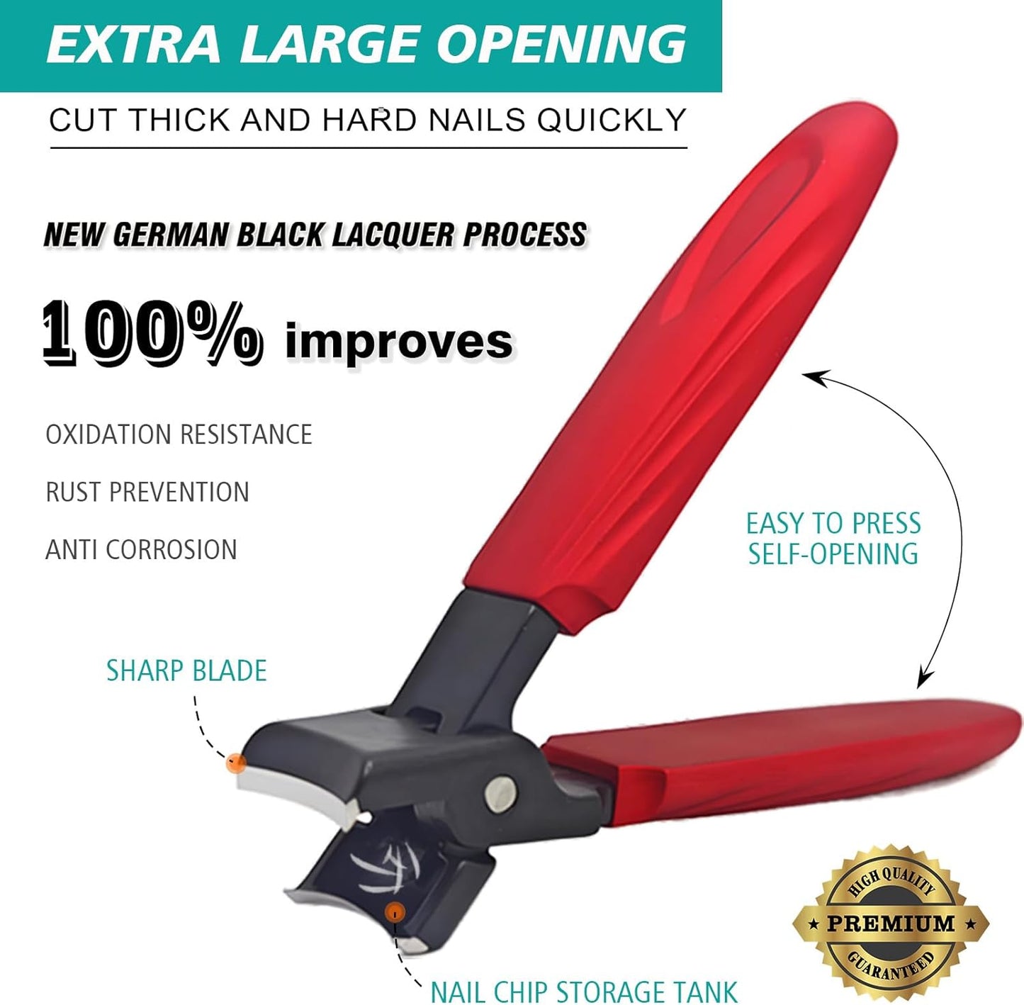 Ingrown Toenail Clippers (Upgrade), Steel Nail Clippers for Professional Podiatrist, Unique Long Handle Curved Blade Tool for Thick & Ingrown Nails, Suitable for Men, Women and Elderly (red)