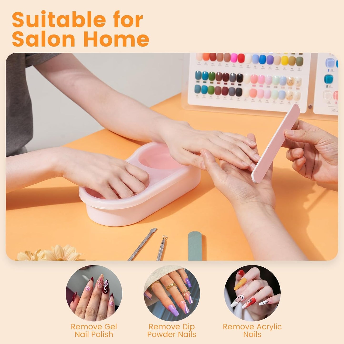 Quaferen Dual Nail Soaking Bowl: 3nd Generation 2-in-1 Manicure Bowl Acetone Proof for Women, Time-Saving Soak Off Gel Nail Polish Dip Powder Acrylic Removal Kit for Salon Home (Normal Size,White)