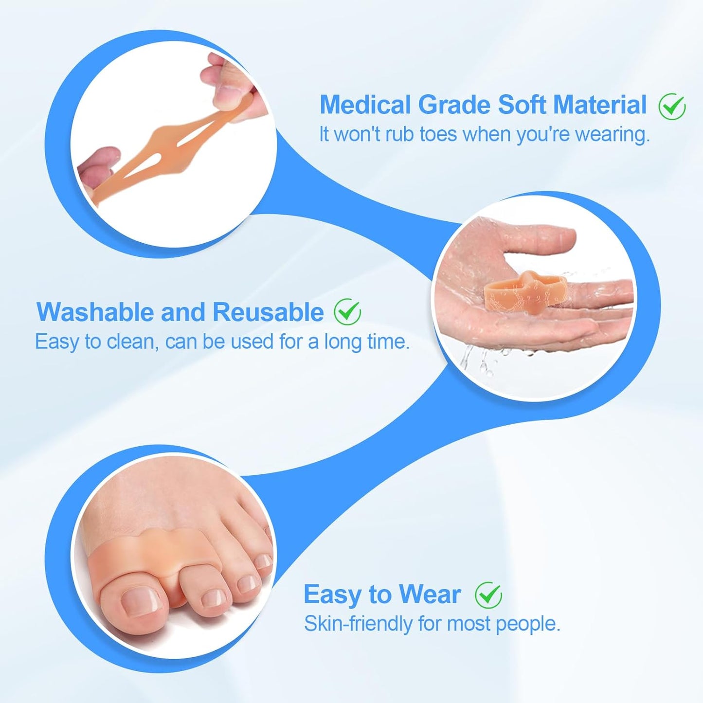 12 Pack Toe Separators Bunion Corrector, Big Toe Spacers for Bunions, Hammer Toes, Calluses, Blisters and Relieve Foot Pain (Beige)