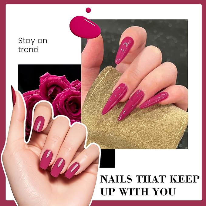 Red HEMA-Free Gel Nail Polish, 18 ML Plum Red Color Gel Polish for Women, Same Color Same Bottle Soak Off U V Gel Polish, Long-Lasting Professional Gel for Nail Art Salon & Home DIY Manicure