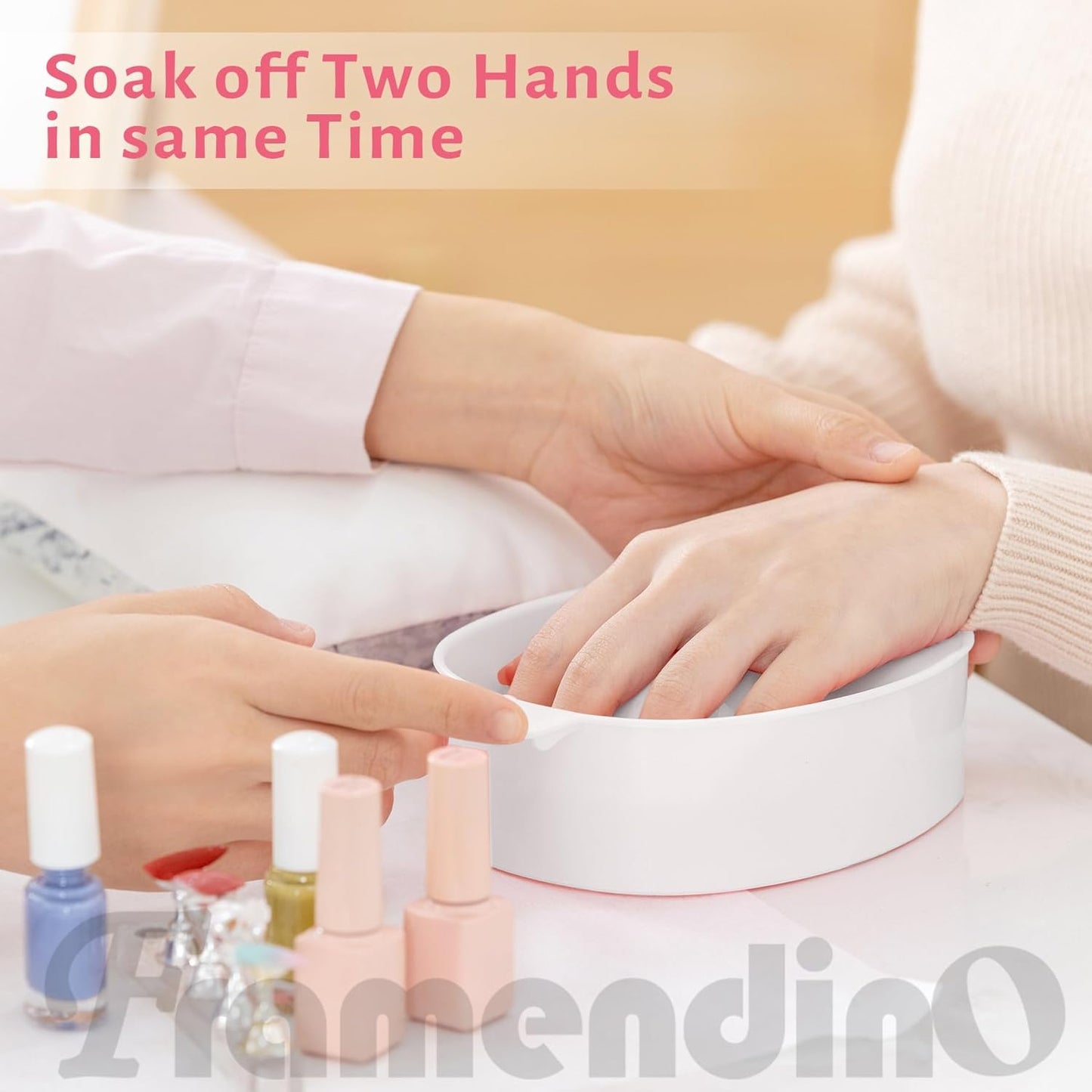 Framendino, 2 Pack White Nail Soak Tray Manicure Bowl Soaker Bowls