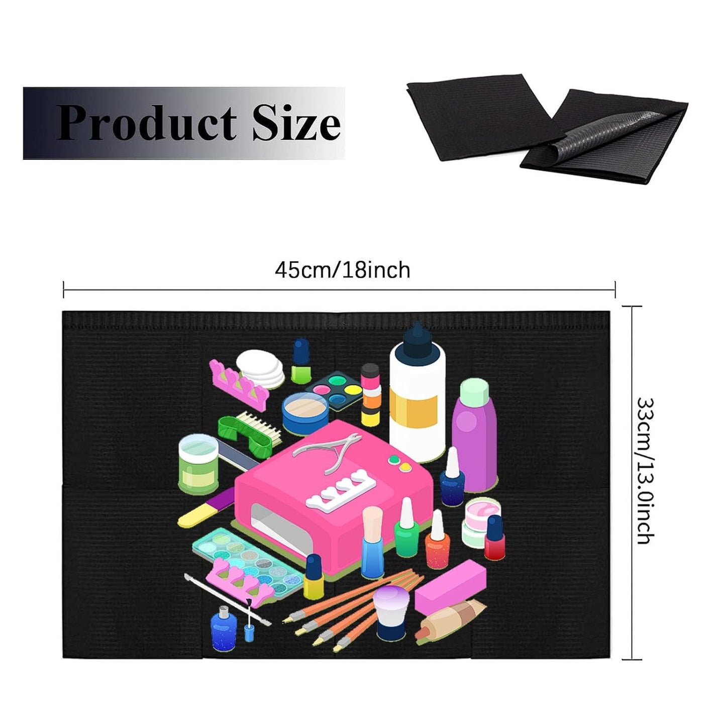 Nail Table Mats Disposable Nail Art Paper Towels,50PCS Black Waterproof 3 Ply Nail Art Paper 13" X 17" Pads for Nail Table Decoration Kit,Nail Art Accessories