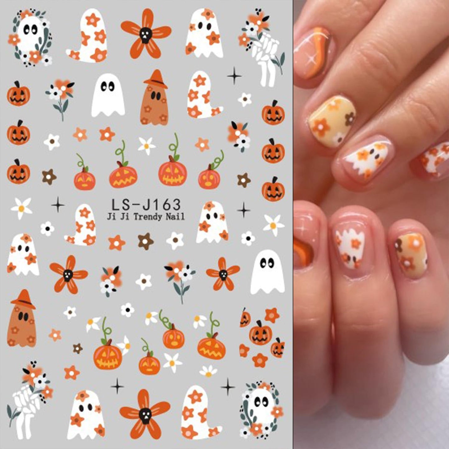 Halloween Nail Stickers for Nail Art Cute Ghost Black Cat Pumpkin Blood E3D Self-Adhesive Nail Decals Nail Art Supplies Nails Design Manicure Stickers for Nails Decoration 6Sheets