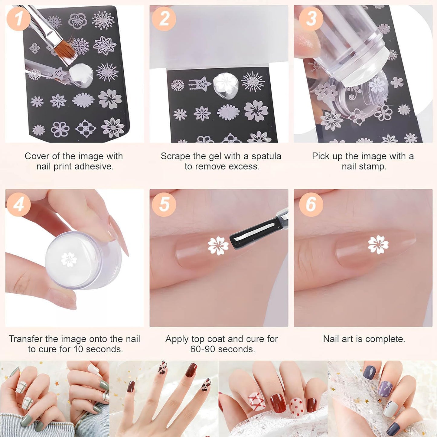 French Tip Tool,Nail Art Stamper Kit for DIY together,Home Manicure Starter Tool Salon(2 PCS)