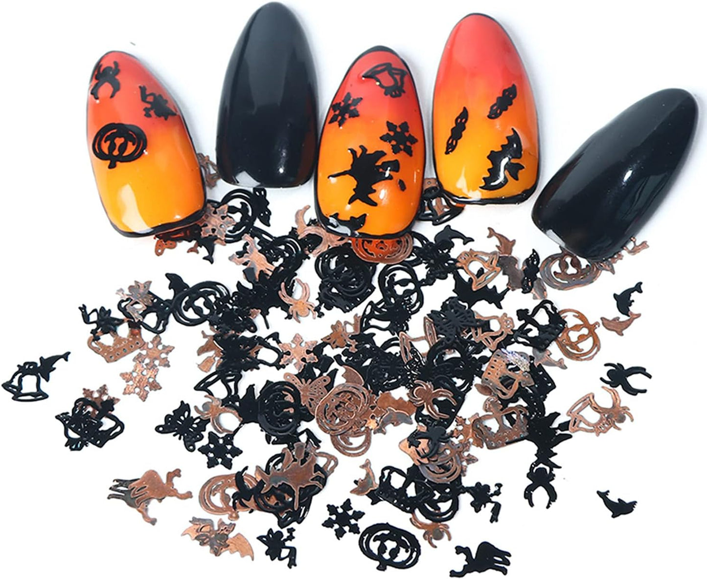 Halloween Nail Art Glitter 3D Nail Sequins, Holographic Day of The Dead Laser Sparkly Flakes Design, Bat Witch Pumpkin Elk Snowflake Nail Decoration for Nail Stickers, Holiday Nail Supplies (3 Boxes)