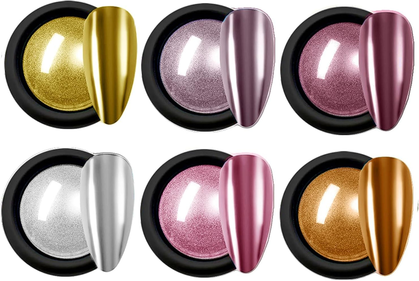 Chrome Nail Powder Kit,6Colors Chrome Nail Powder,Aurora Fairy Chrome Powder Kit for Gel Polish Nail Art Decoration,Luster Mirror Glitter Effect,Chrome Powder for Acrylic Nails