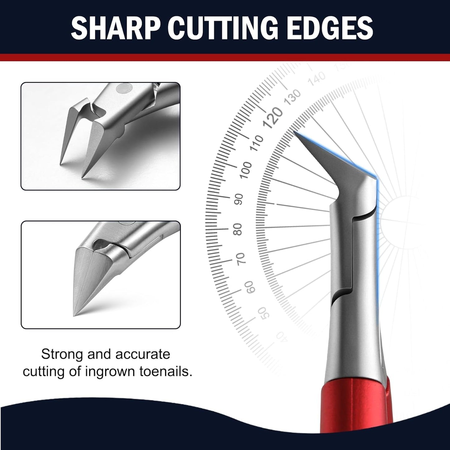 FVION Toenail Clippers for Ingrown Toenail, Straight Nail Clippers for Ingrown Toenails, Professional Ingrown Toenail Treatment for Adults, Seniors, Men and Women (Red)