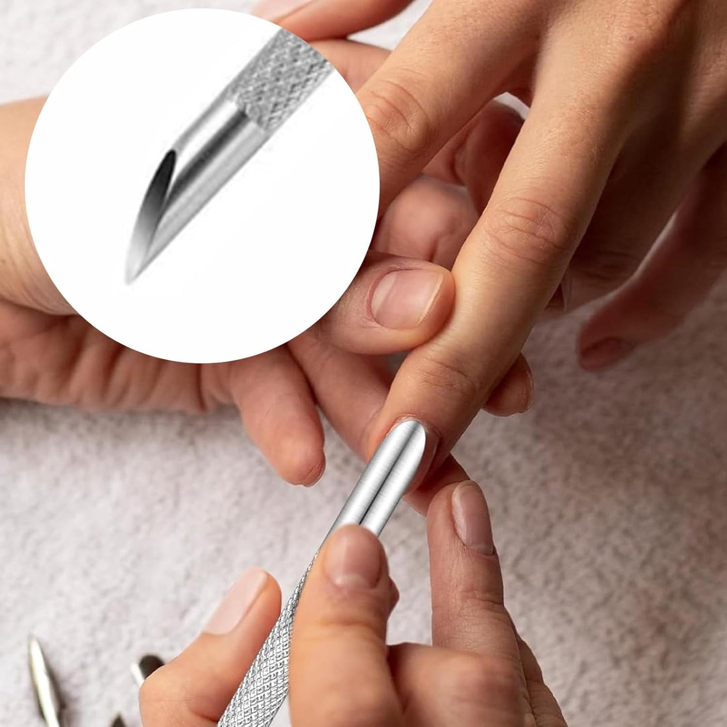 8pcs stainless steel cutin remover gel nail dead skin polishing peeler, cutin pushing tool, professional pedicure art care portable nail cleaner toenail manicure