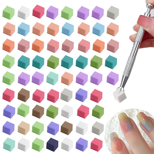 100PCS Ombre Nail Art Sponge Kit – Gradient Sponges with Handle Tool for Gel Polish, Aura Effect, Korean Style Nail Designs, DIY Nail Supplies,Colorful