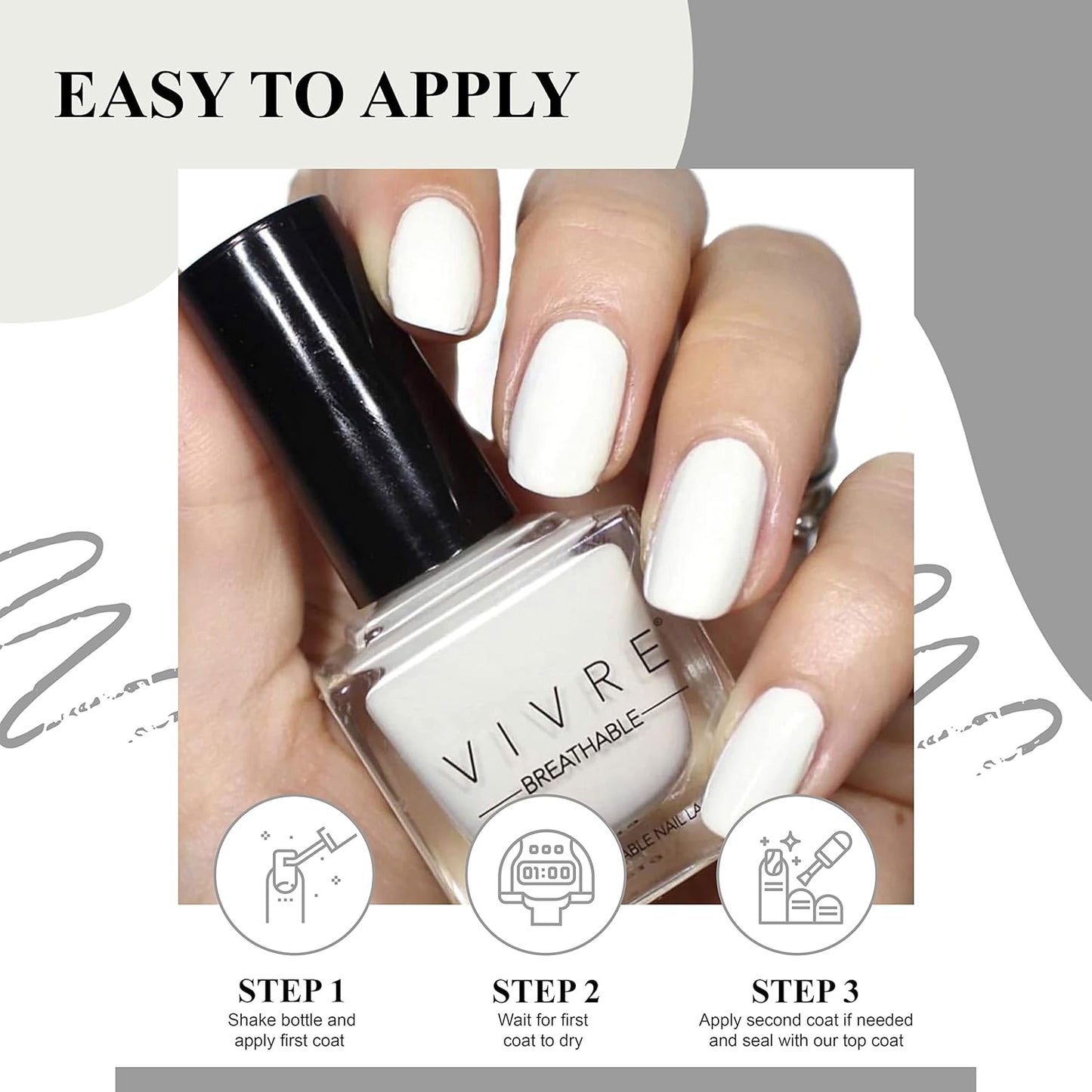 VIVRE Cosmetics Nail Polish, Quick Dry and Shiny, Halal, Vegan and Non Toxic, Long Lasting, Certified Breathable and Water Permeable - Soft Serve For Two