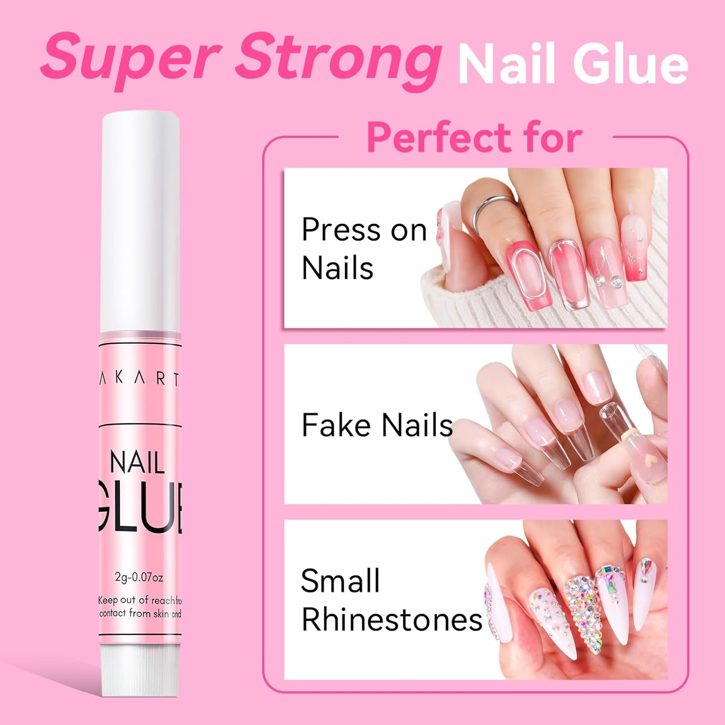 Makartt Super Strong Nail Glue for Press On Nails: Professional Acrylic Nails Nail Adhesive Bond Nail Tips Glue for Stick On Nails Long Lasting Nail Glue for Fake Nails Broken Nails Repair 10Pcs