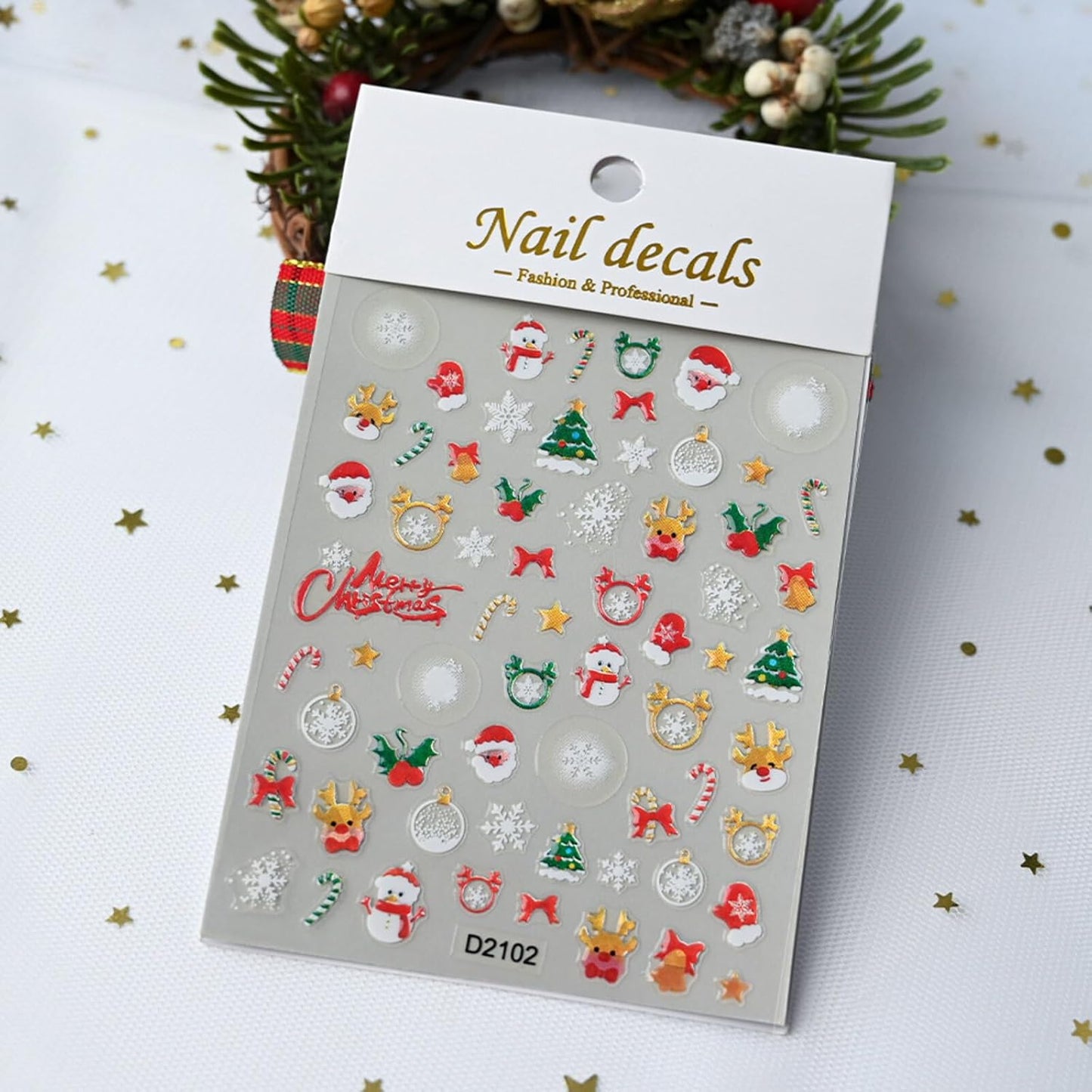 Christmas Nail Stickers for Nail Art Snowflowers Christmas Tree Reindeer Nail Art Stickers 5D Embossed Winter Nail Decals 3D Self-Adhesive Nails Supply Manicure Sliders for Nails Decoration 6 Sheets
