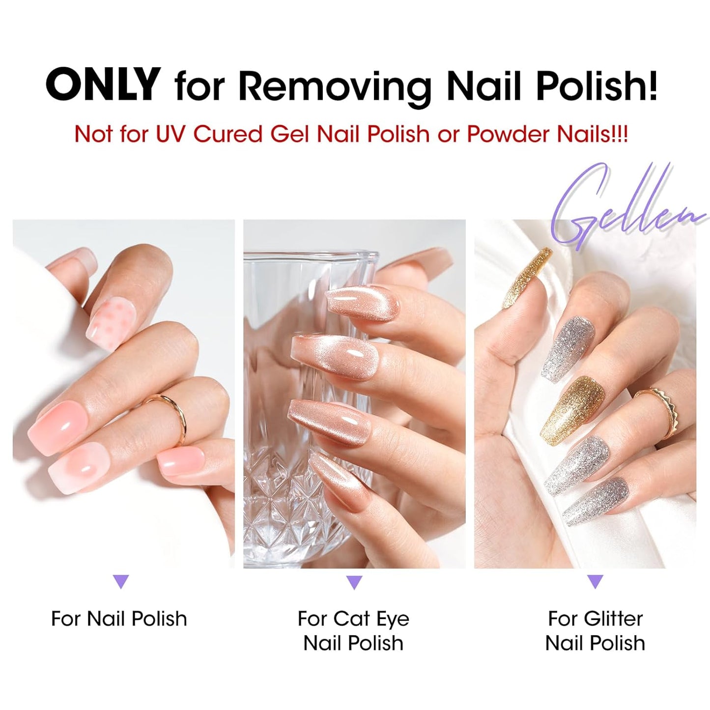 Gellen Nail Polish Remover Milk Scent, Acetone Free Nail Polish Remover for Quick Dry Nail Polishes, Gentle Fingernail Polish Remover, Ultra-Powerful Pump Design, 6.09 Fl Oz