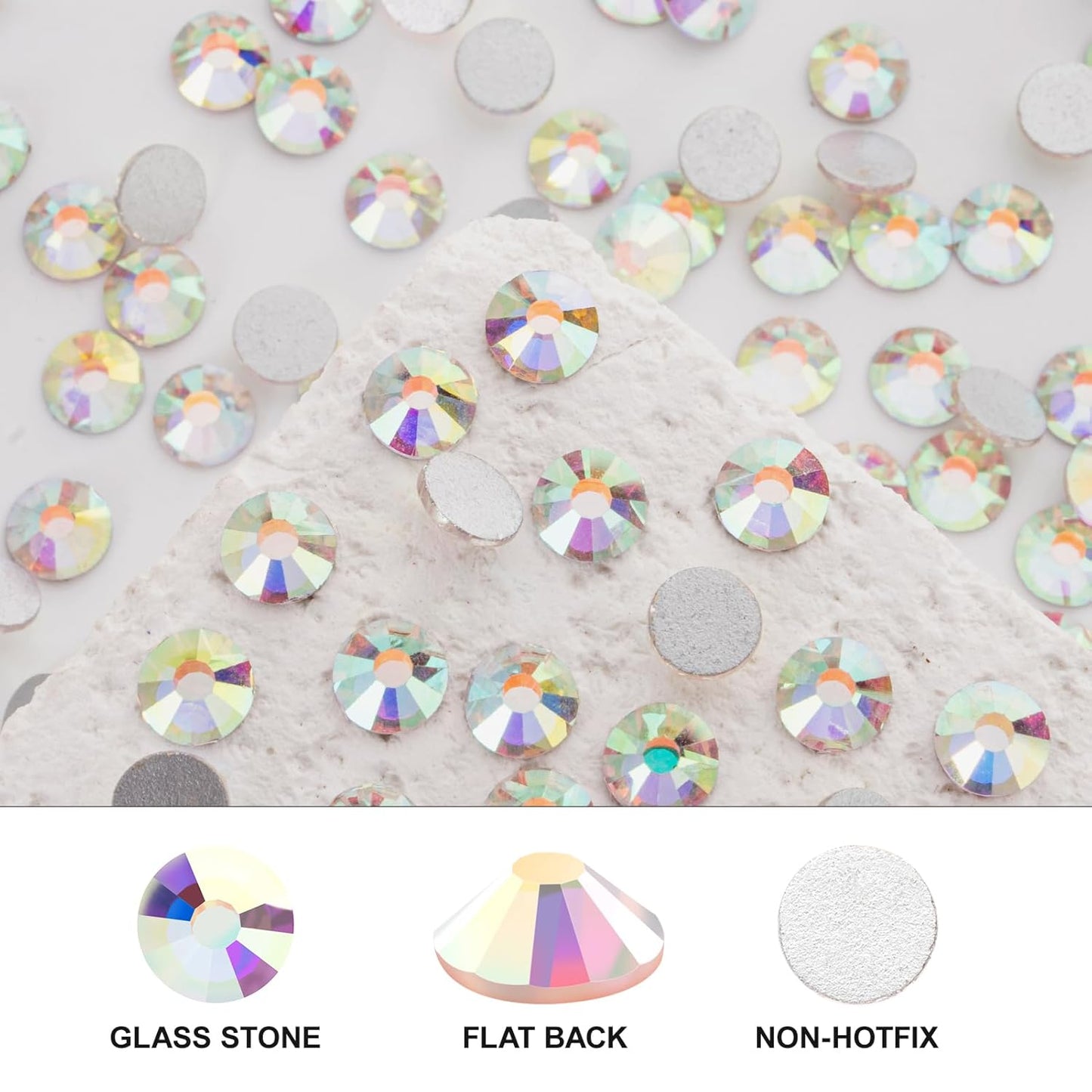 Novani 3000 Pieces Flatback Rhinestones Glass Round Gems AB Crystals for Nail Art DIY Crafts Clothes Shoes,SS6,1.9-2.0mm